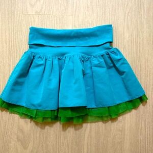 Gapkids blue & green foldover waist skater skirt size 6-7